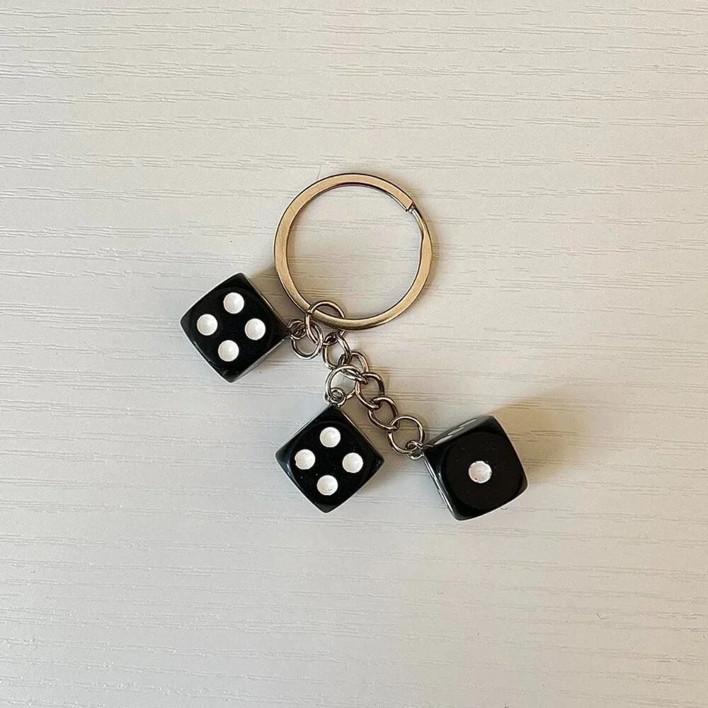 y2k 2000s black dice keyring for keychain